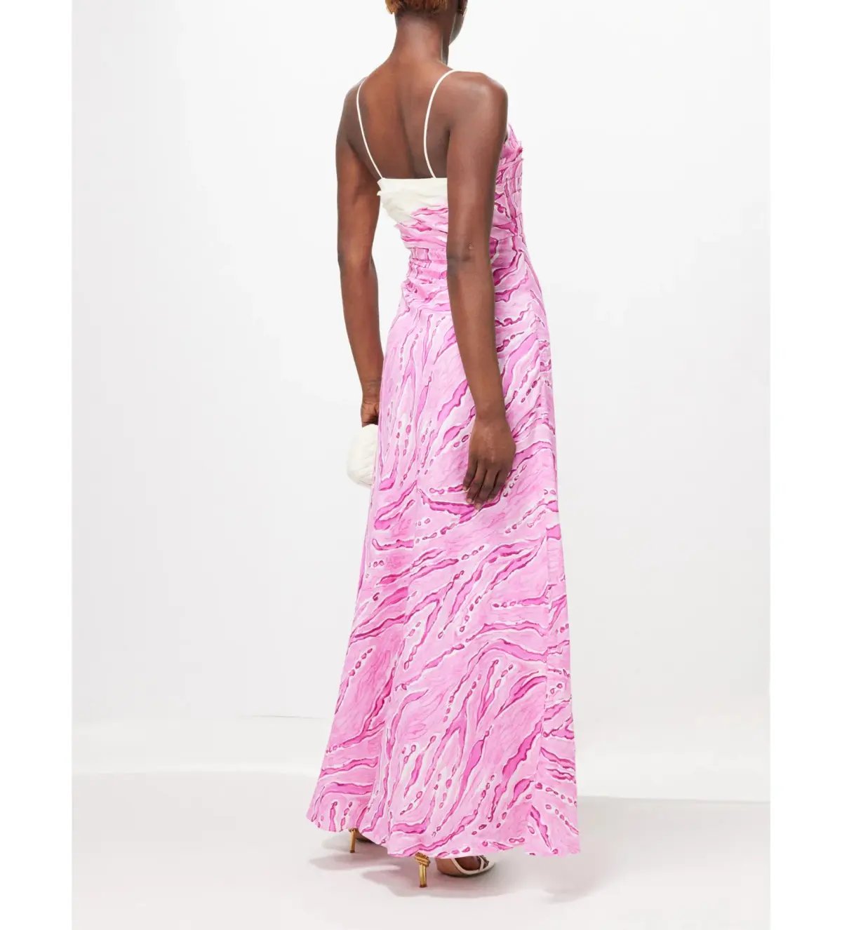 Aje Clarice Draped Linen-blend Maxi Dress Pink Size 6 photo 2