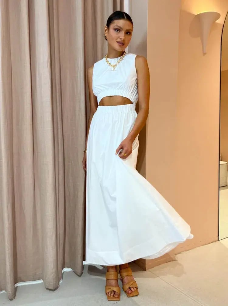 Sir The Label Dion Gathered Dress Ivory Blanc Size 1 / 8 AU photo 2