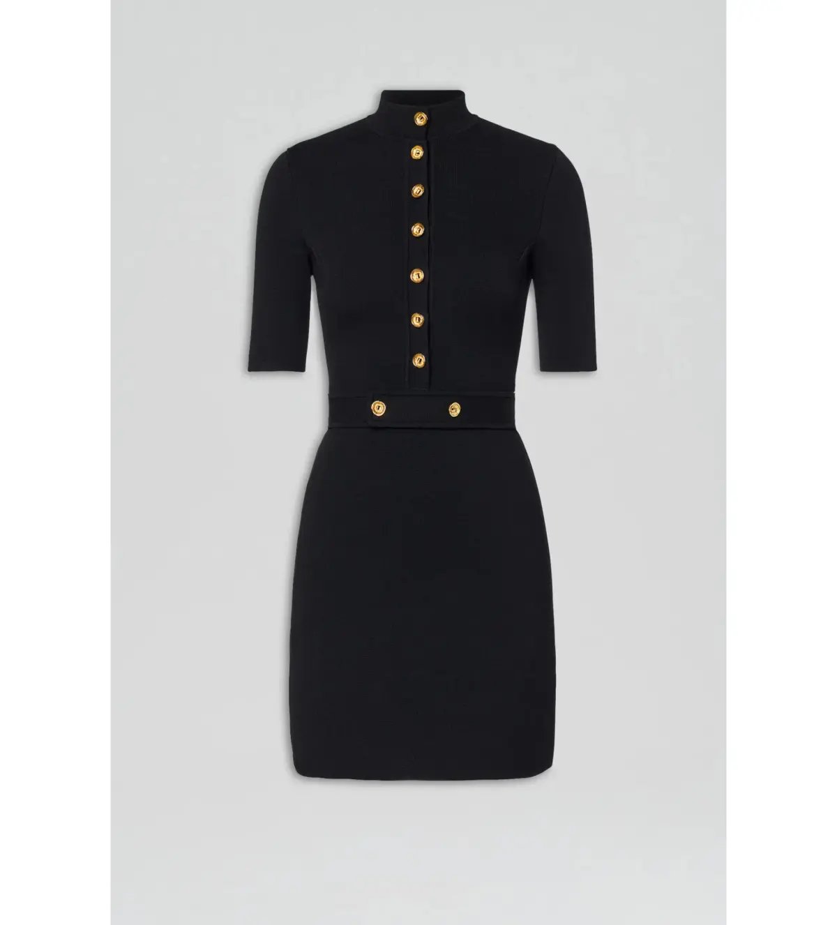 Scanlan Theodore Crepe Knit Mini Button Dress Black Size 8/S photo 4
