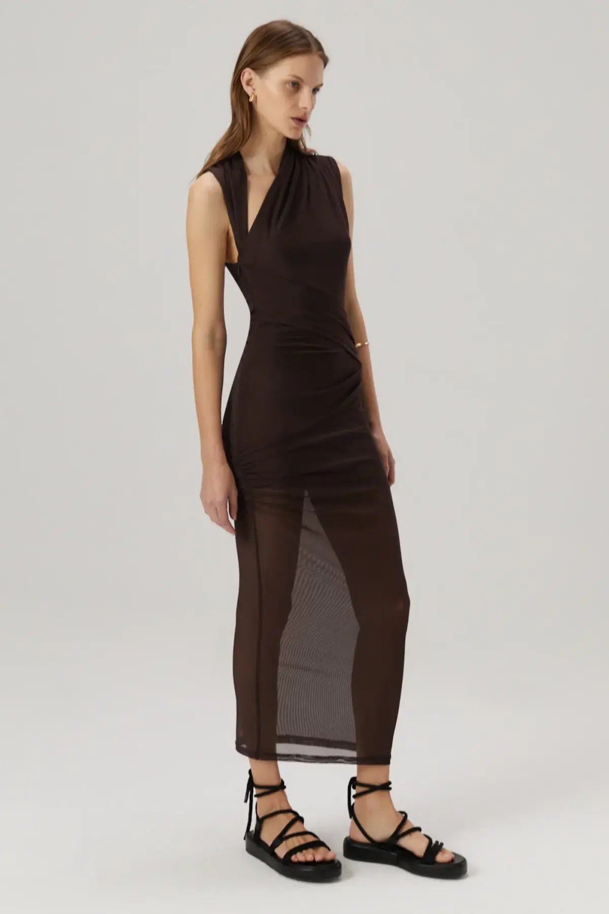 MISHA Tillie Midi Dress Umber Brown Size 8 photo 2