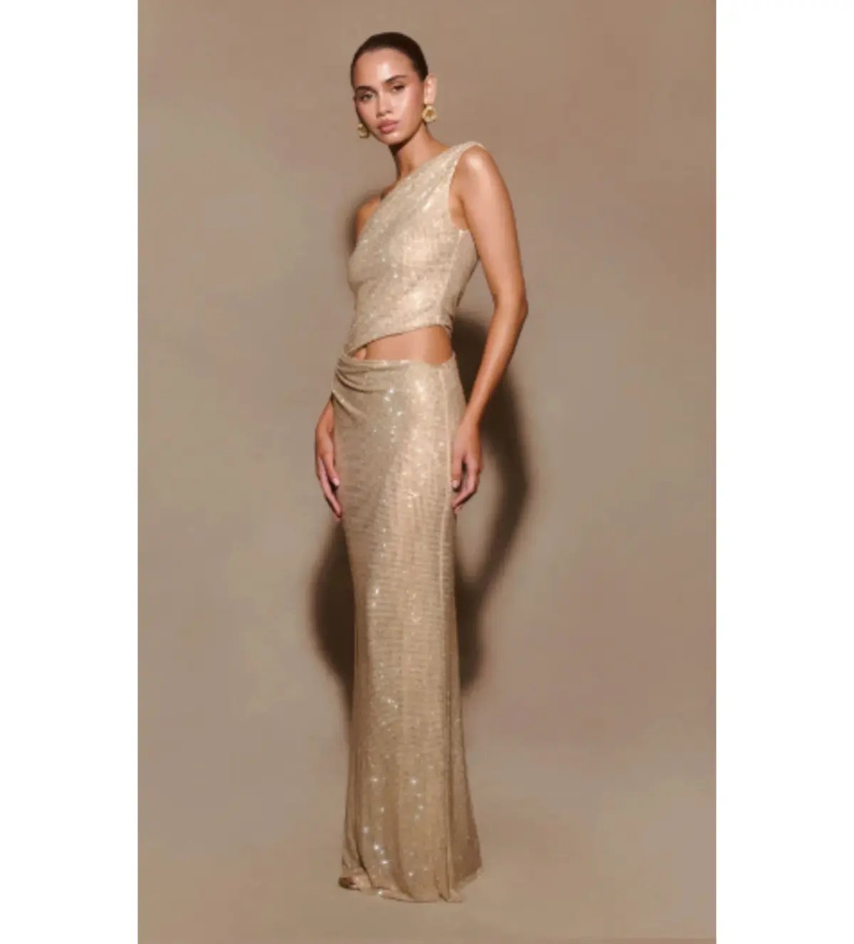 Meshki Kenny Diamante Maxi Gown Gold Size 4 photo 4