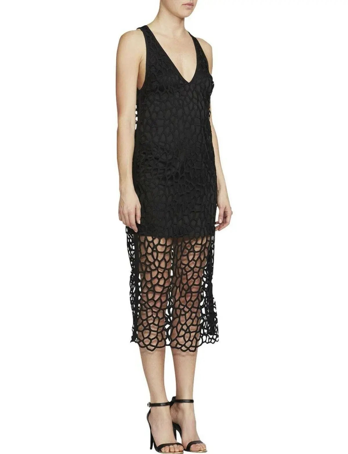 Camilla And Marc Cornelli Lace V Neck Midi Dress  Jet Black Size 12 photo 2