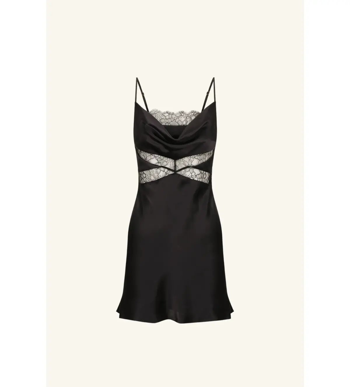 Shona Joy Leticia Silk Cowl Neck Lace Mini Dress Size 10 photo 5