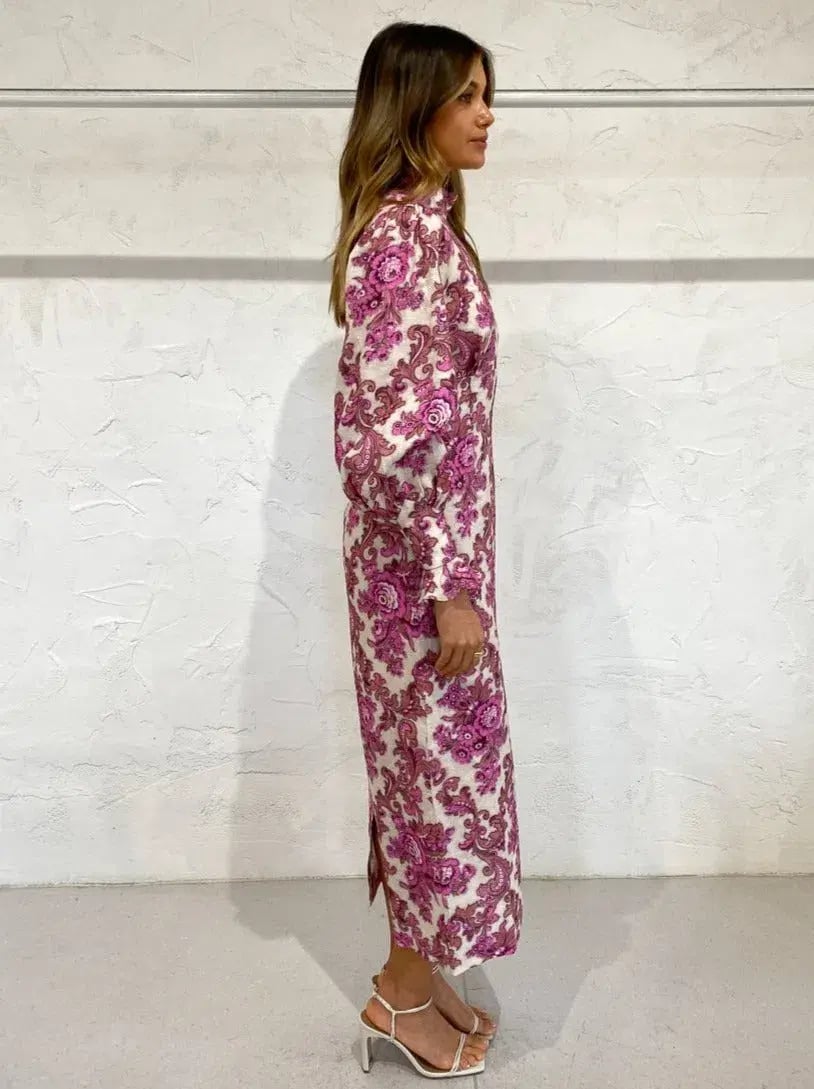 Alemais Isla Midi Dress in Magenta Size 10 photo 3