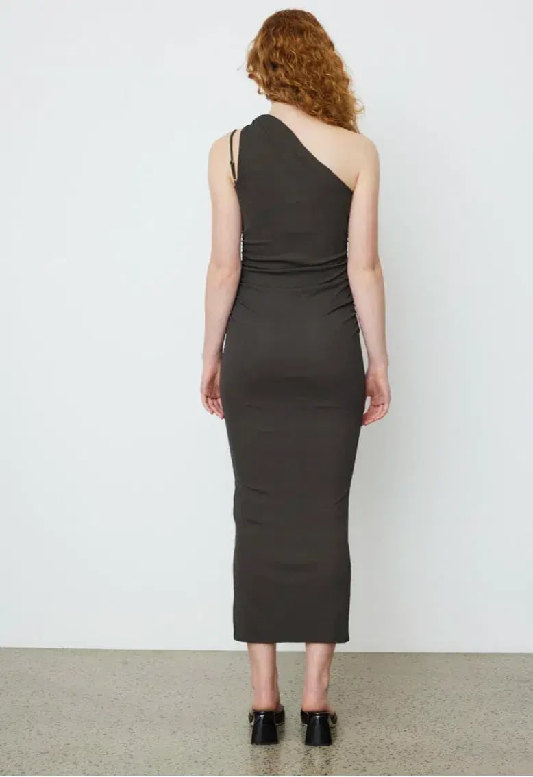 Nanushka Lenna Dress Dark Moss Double Asymmetrical Dress Dark Green Size M/AU 10 photo 4