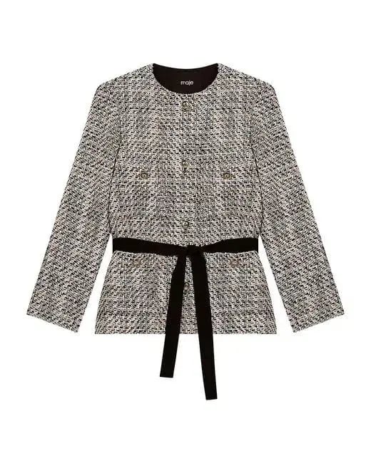 Maje Contrasting Tweed style jacket pink size 38 photo 3