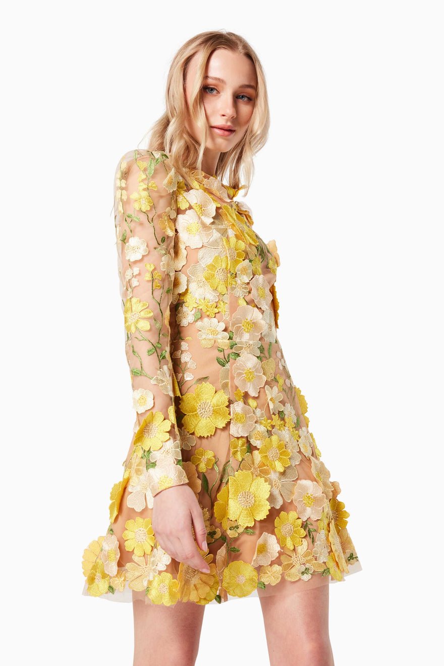 Elliatt Golden Voice Dress - Yellow Multi photo 3