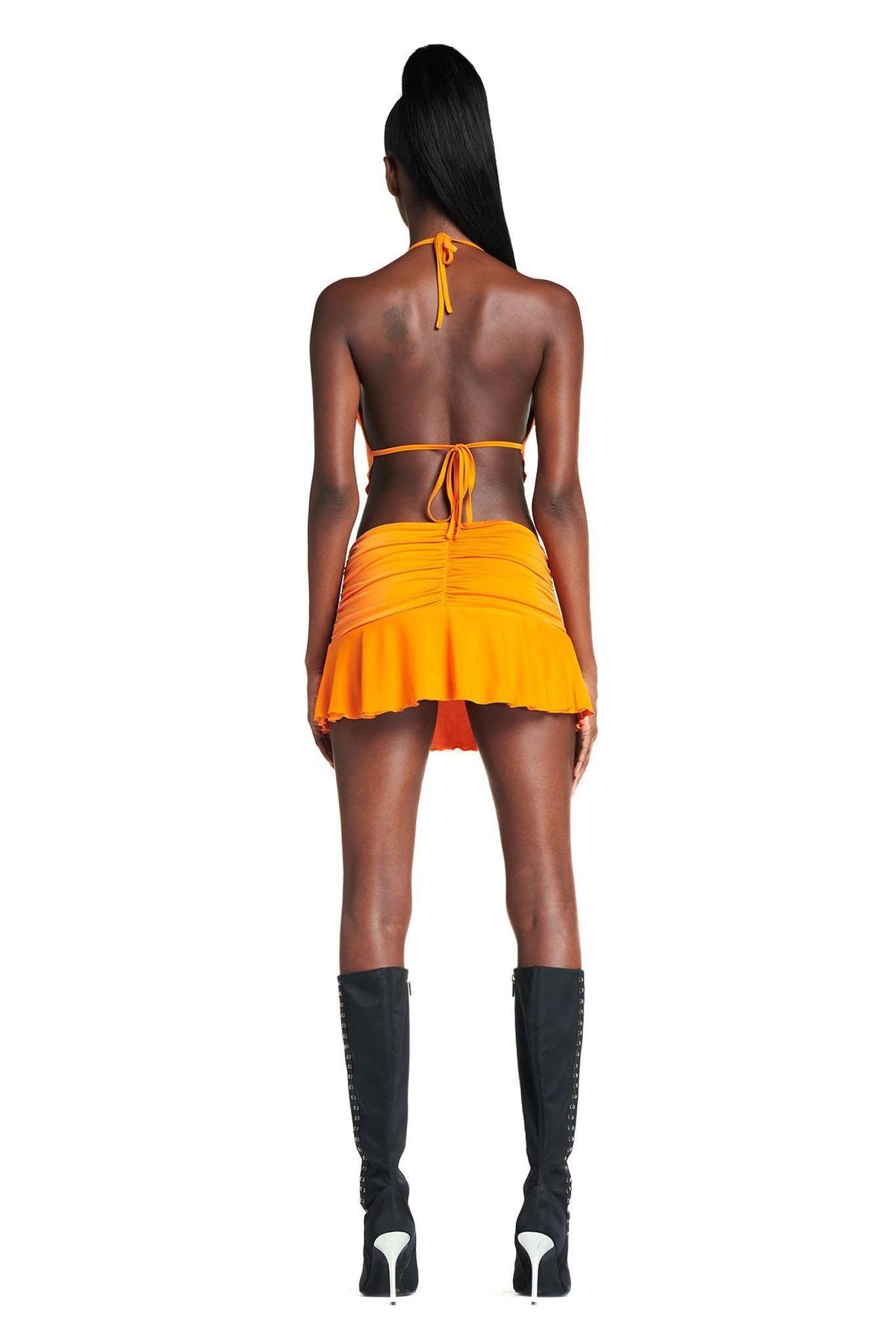 I. AM. GIA Circe Crop Top Size S/M & Skirt Size S Set Orange photo 3