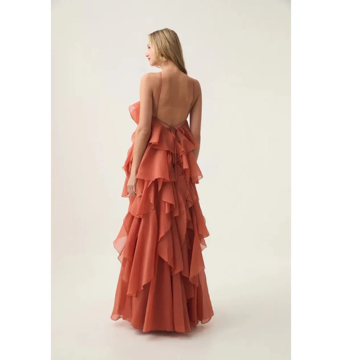 Aje Pandorea Layered Maxi Dress Coral Clay Size AU 8 photo 3