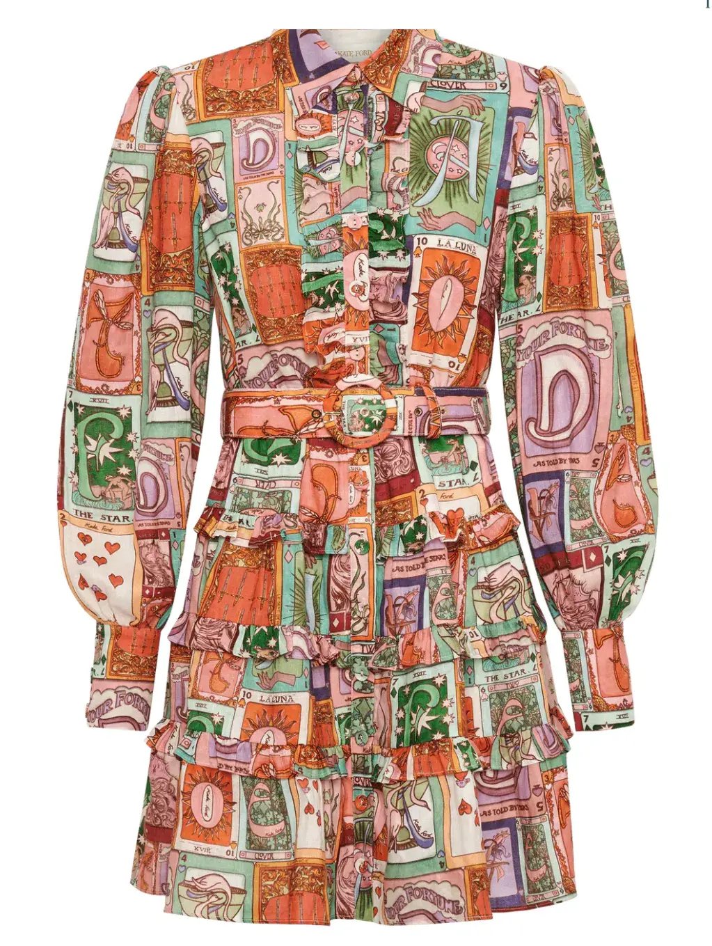 Kate Ford Cairo Frill Layered Mini Dress Wheel of Fortune Size 4 / AU 14 photo 5