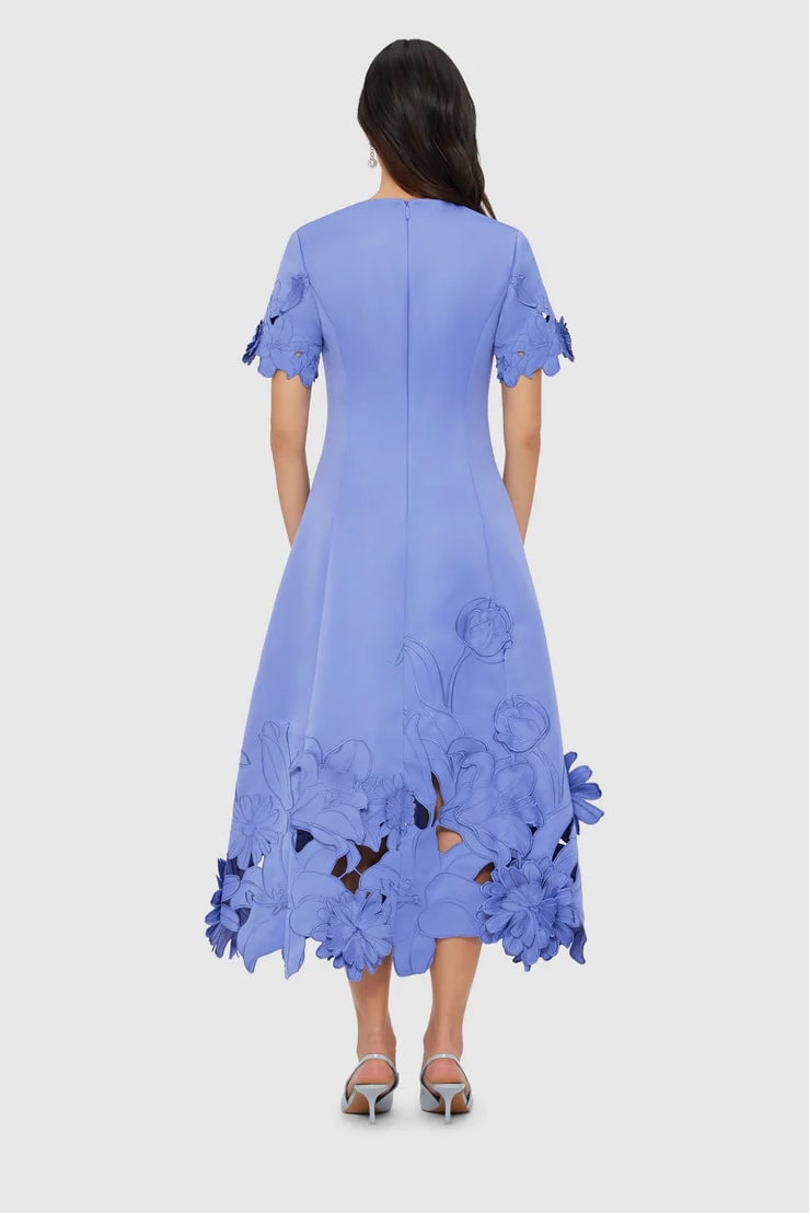 Leo Lin Caroline Appliqué Short Sleeve Midi Dress - Moonlight photo 3