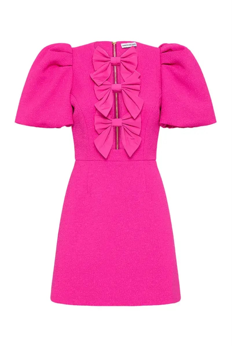 Rebecca Vallance Cecily Bow Mini Dress Hot Pink Size 8 photo 6