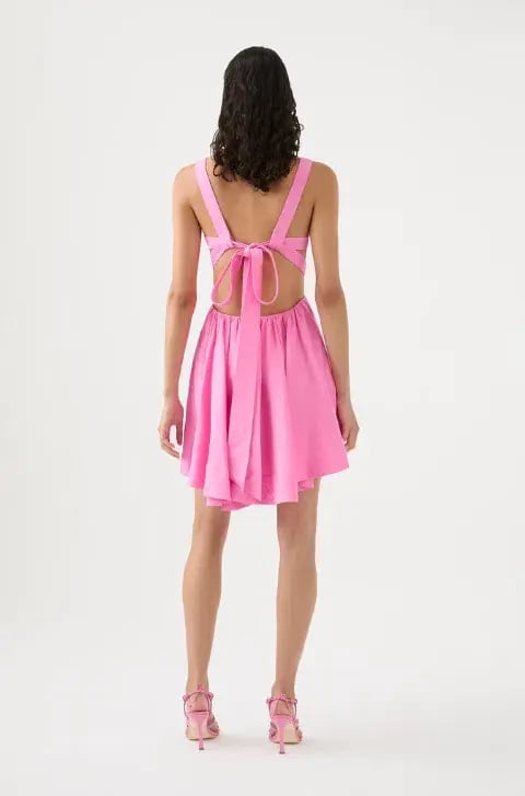 Aje Clara Tie Back Linen Blend Mini Dress Pink Size 10 photo 5