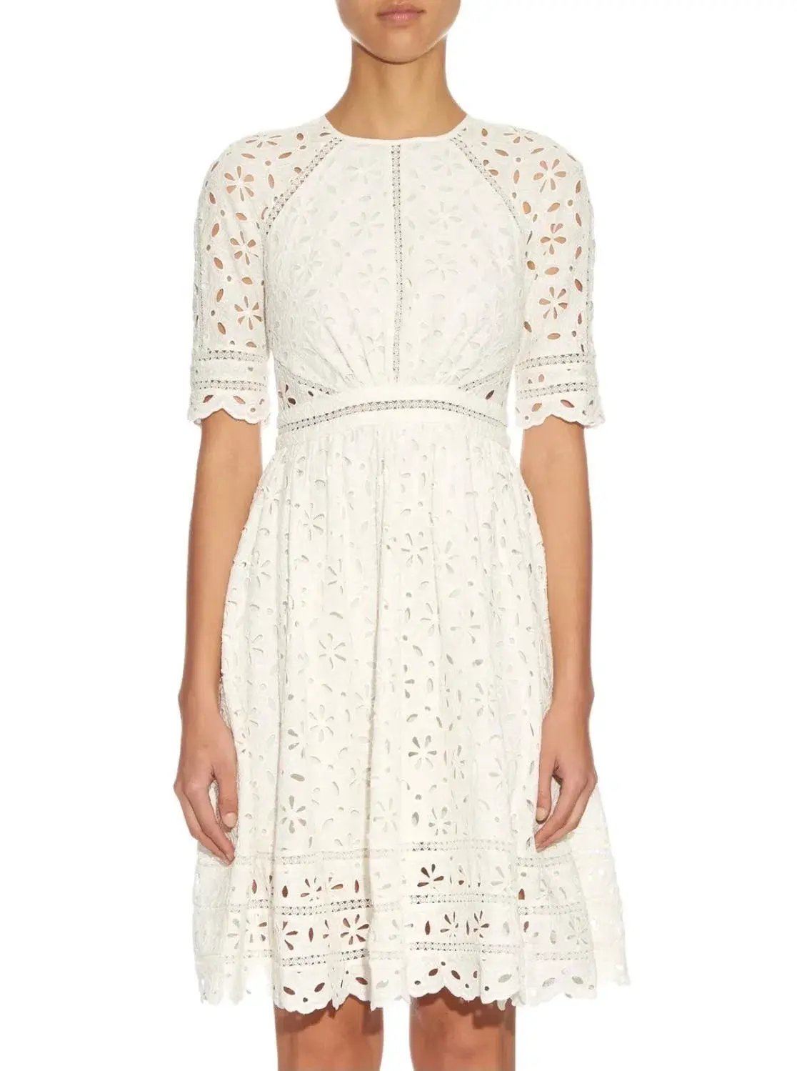 Zimmermann White Rosa Broderie Day Dress White/Ivory Size 12 photo 3