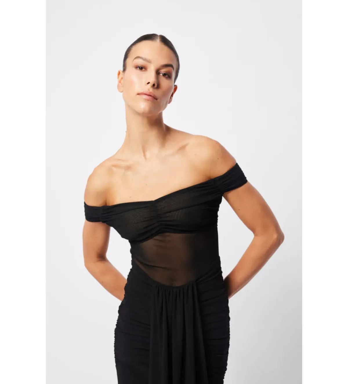 Mossman Rebound Off Shoulder Maxi Dress Black Size 10 photo 2