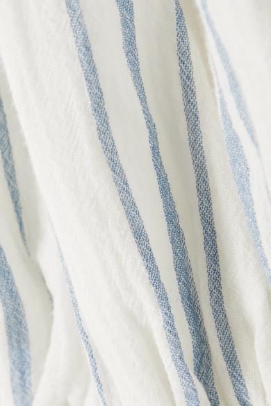 Frame Shirred Striped Cotton Voile Midi Dress Print Size 6 photo 5