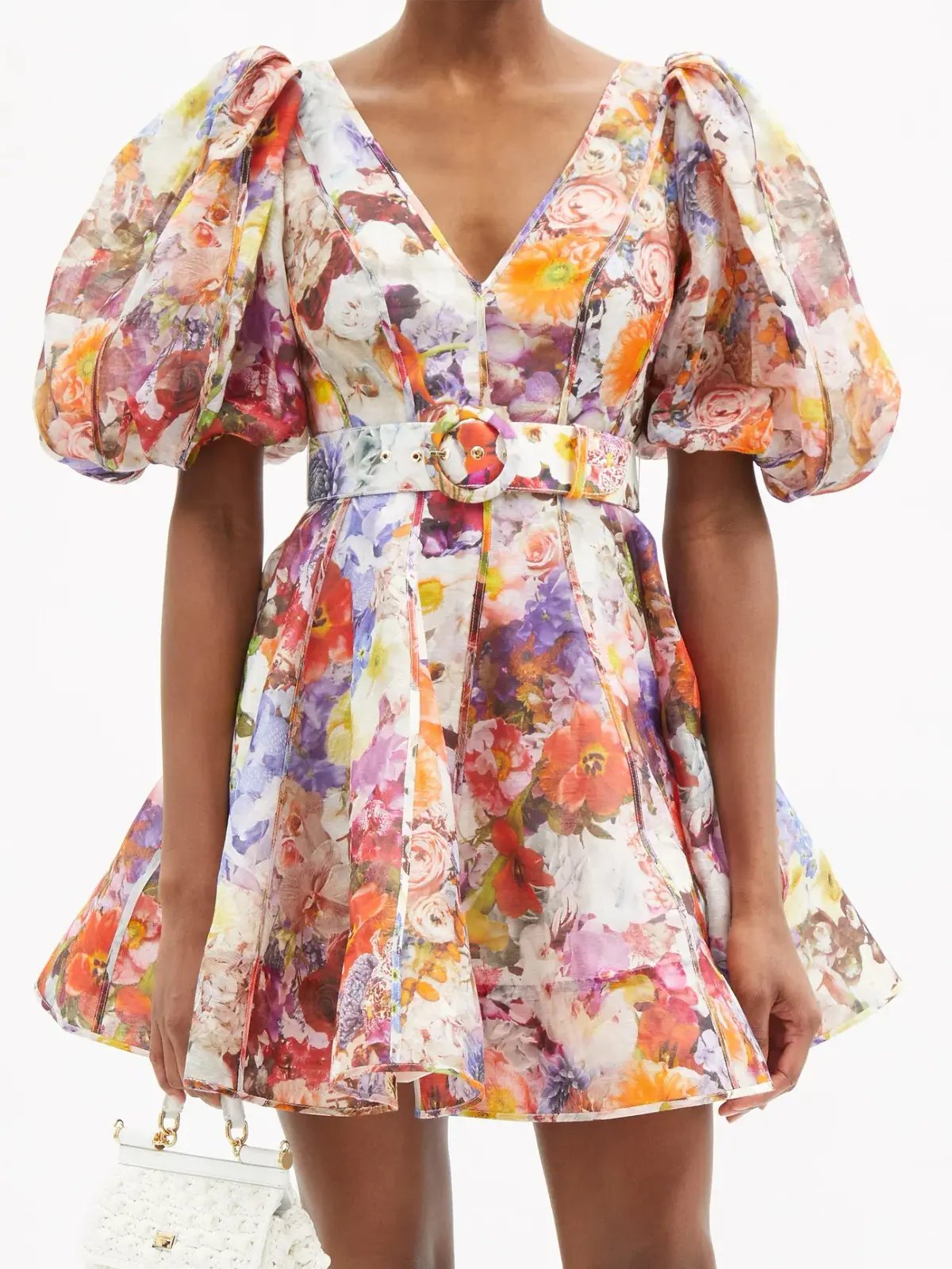 Zimmermann Prima Balloon Sleeve Floral Linen Dress Multi Floral Size 1 / Au 10 photo 3