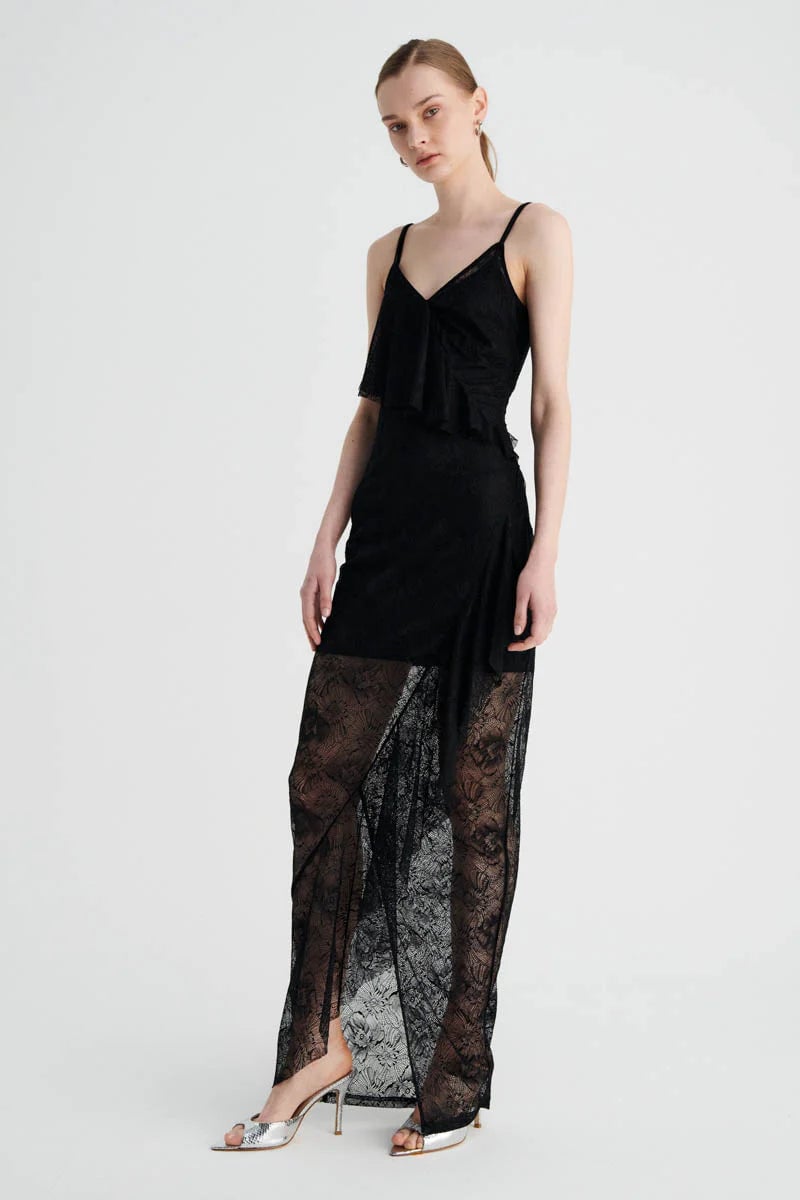 SUBOO GEMINI LACE SLIP DRESS - BLACK photo 5