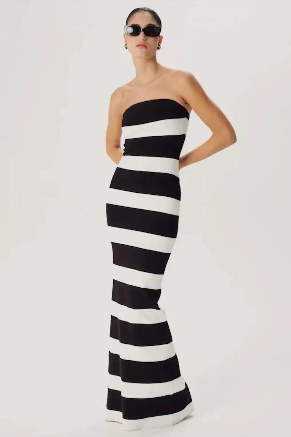 Ronny Kobo Lehua Knit Dress Black and White Stripe photo 2