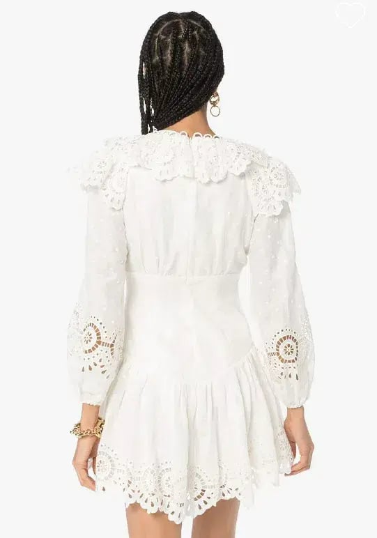 Zimmermann Bellitude Scallop Mini Dress in White Size 0 / Au 8 photo 3