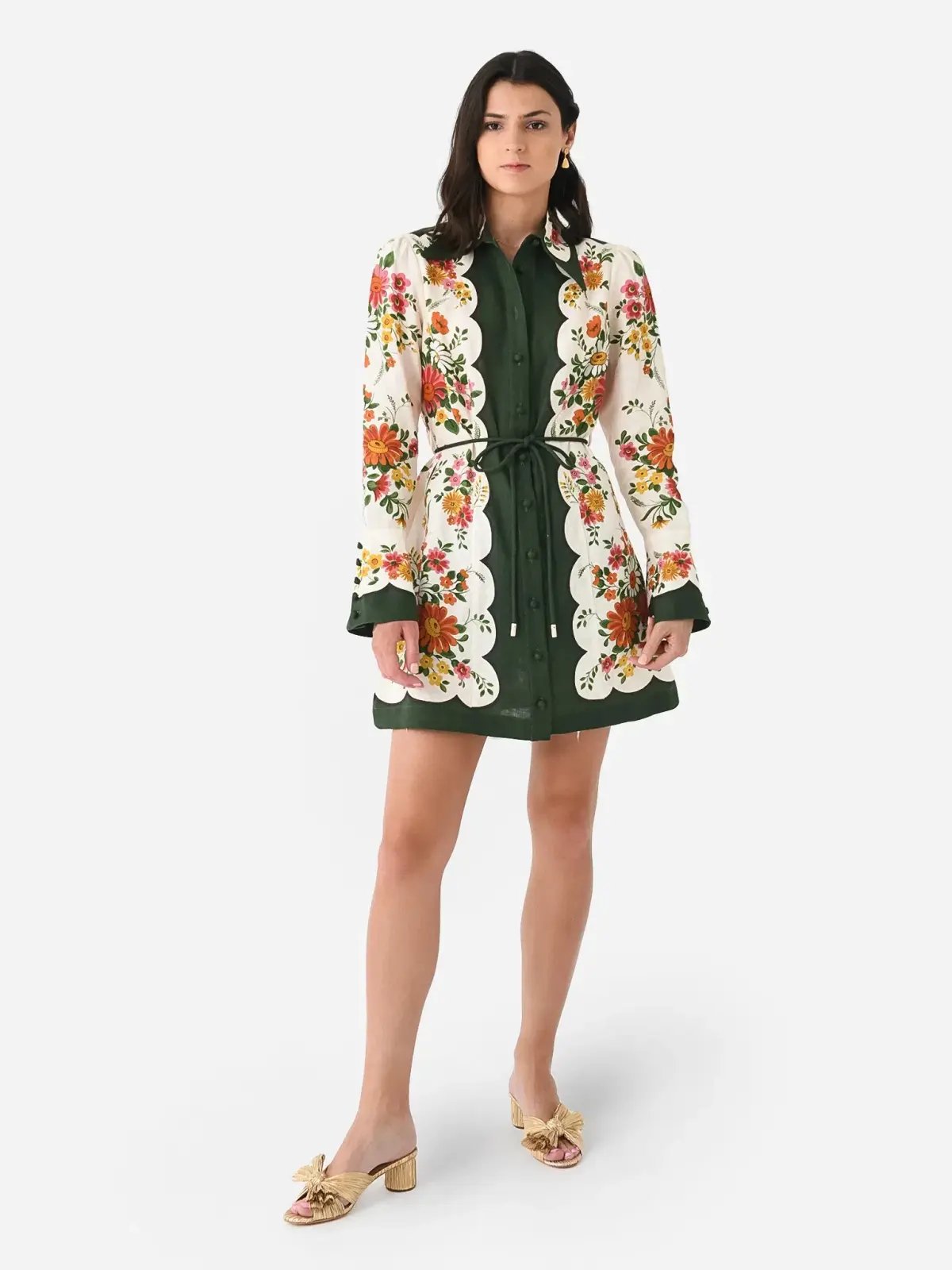 Alemais Elisabetta Mini Dress Green Print Size 12 photo 2