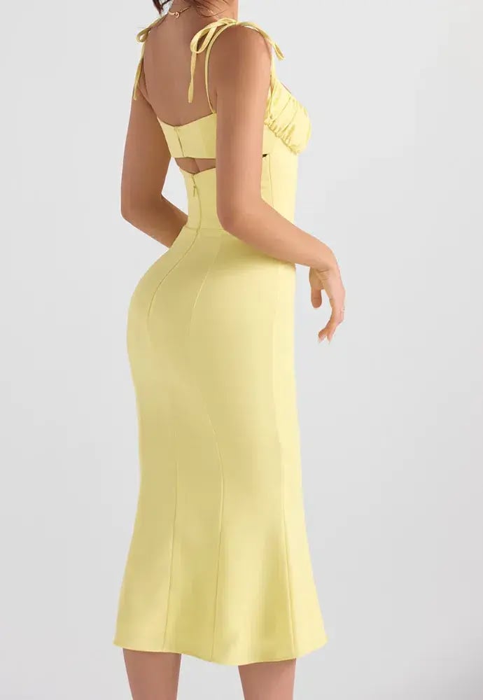 House of CB Soren Buttercup Cutout Midi Dress Yellow Size M/Au 10 photo 3