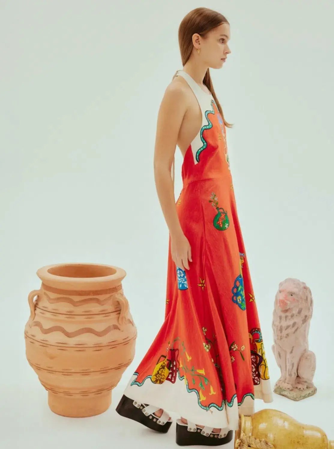 Alemais Rose Halter Dress Orange Multi Size 12 photo 2
