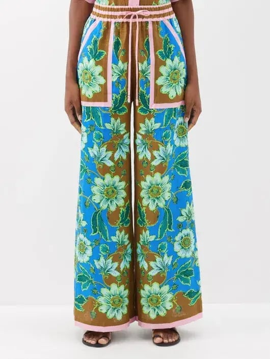 Alemais Winnie Floral Spliced Blue Brown Shirt and Pant Two Piece Set Floral Size 10 photo 5