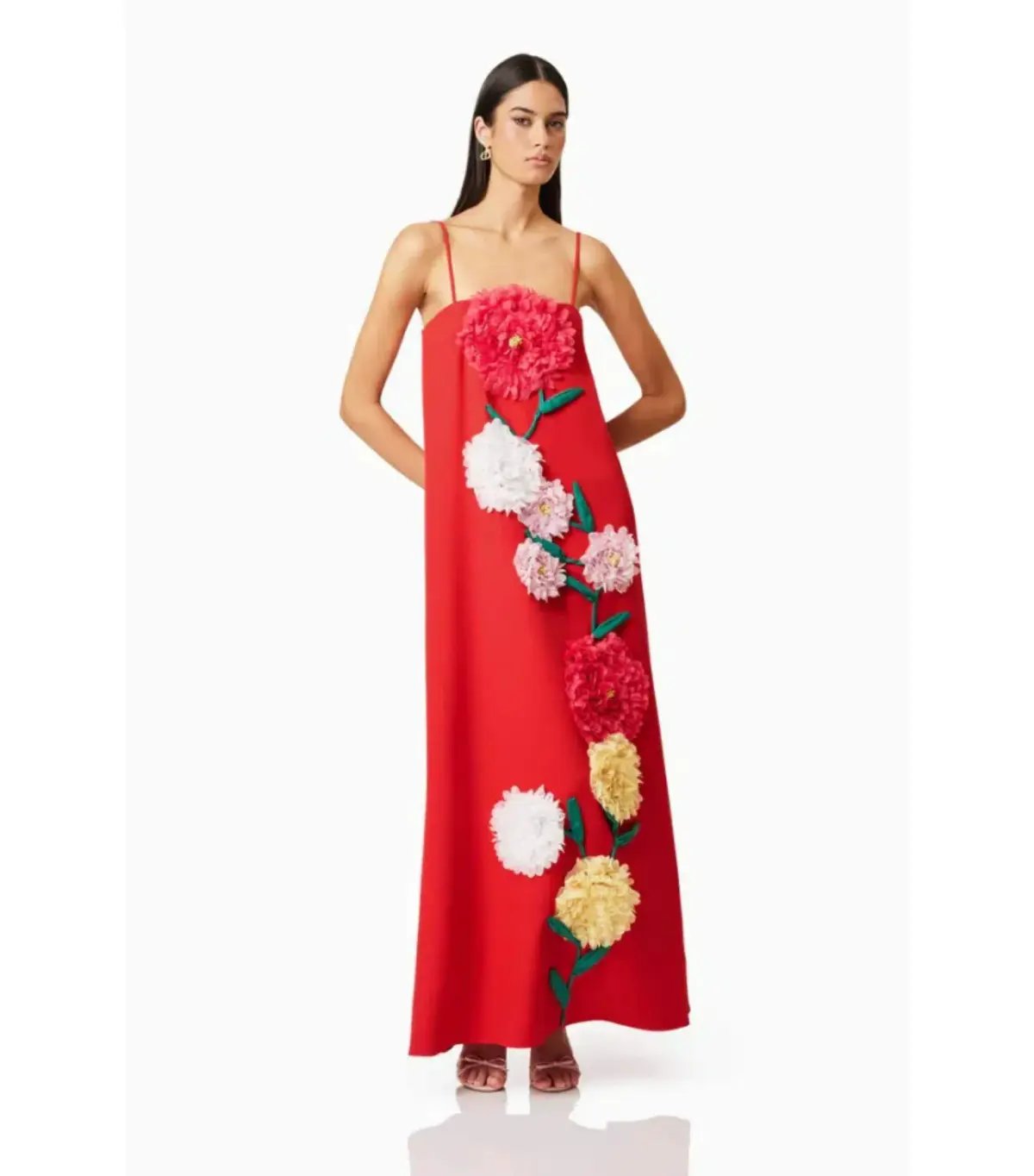 Elliatt Buttercup Embroided Maxi Dress Red Size AU 10 photo 3