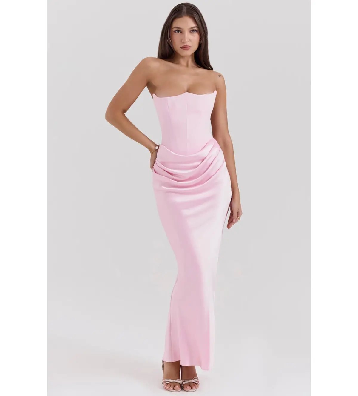 House of CB Persephone Strapless Corse Maxi Dress in Rose Shadow Size AU 8 photo 3