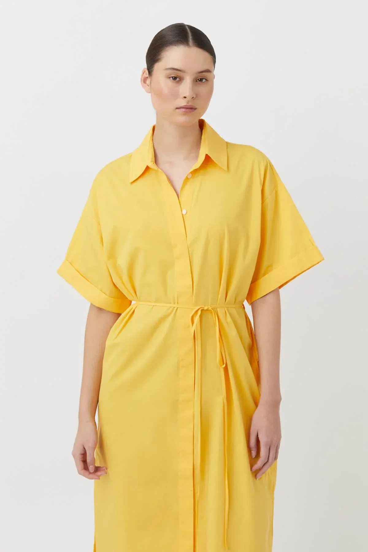 Camilla & Marc Wally Shirt Midi Dress Honey Yellow Gold Size 10 photo 2