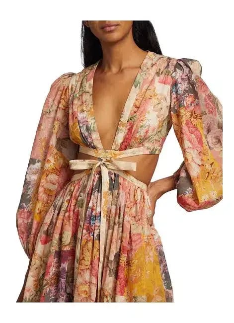 Zimmermann Pattie Patchwork Long Dress Patch Floral Size 0 / AU 8 photo 3