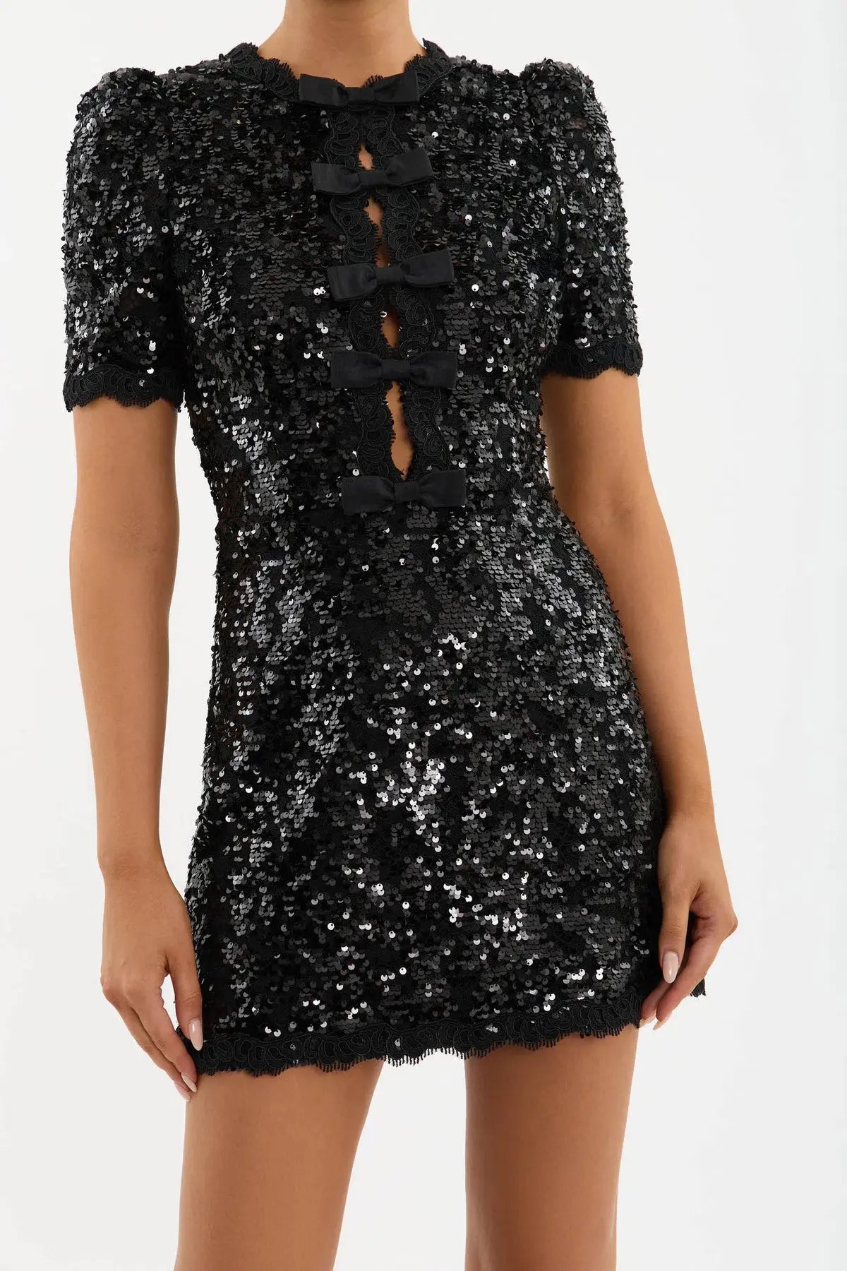 Rebecca Vallance Diana Bow Mini Dress Black Size 6 photo 5