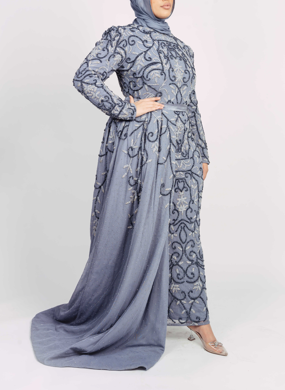 VICTORIA MAXI GOWN BY MY SECRET WARDROBE GREY photo 3