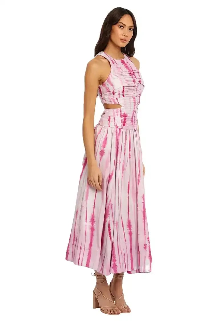 AJE Introspect Ripple Midi Dress in Pink Size 10 photo 2