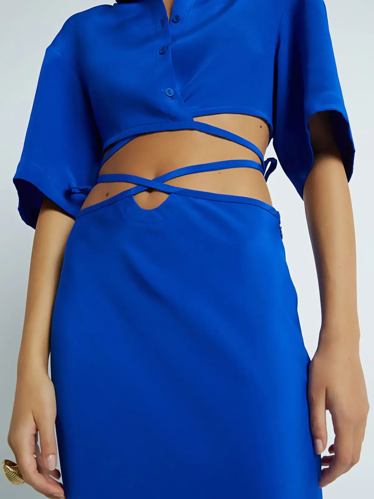 Christopher Esber Loophole Tie Skirt and Top Set Cobalt Size 6 photo 4