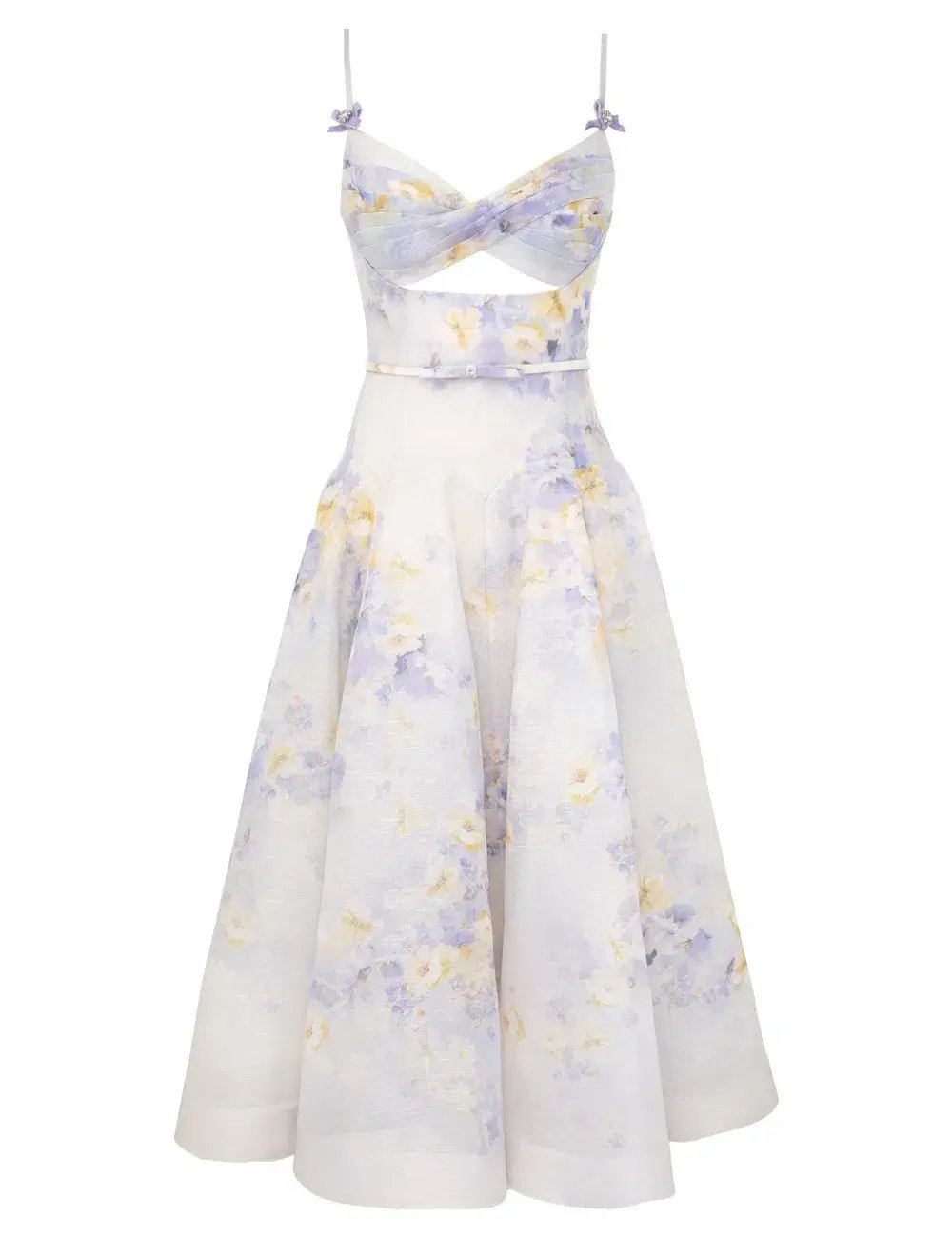Zimmermann Crush Twist Front Midi Dress Lilac Floral Size 0P / AU 6 photo 3