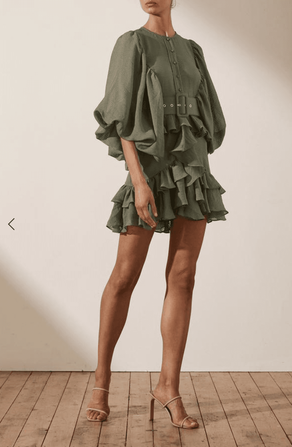 Shona Joy Charlotte Plunged Draped Mini Dress Khaki Size 8 photo 3