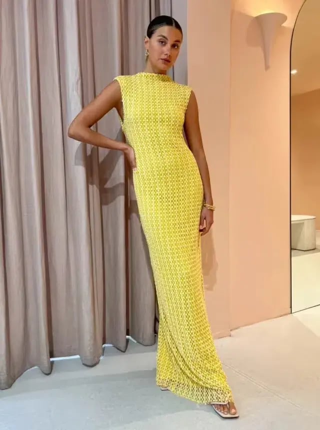 Camilla and Marc Riviera Column Dress Yellow Size 12 photo 3