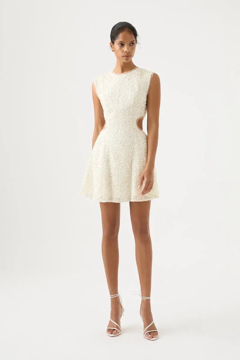 Aje Mirage Beaded Mini Dress Ivory Size 8 photo 2