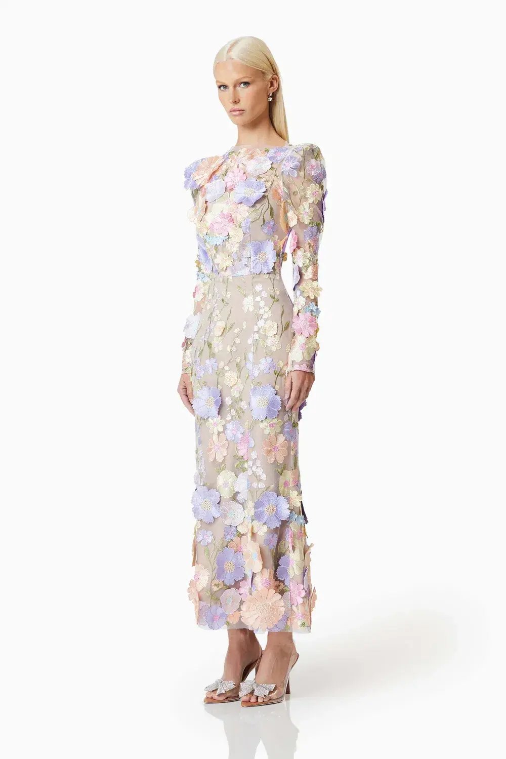 Elliatt Shannon 3D Floral Midi Dress In Purple Size AU 8 photo 8