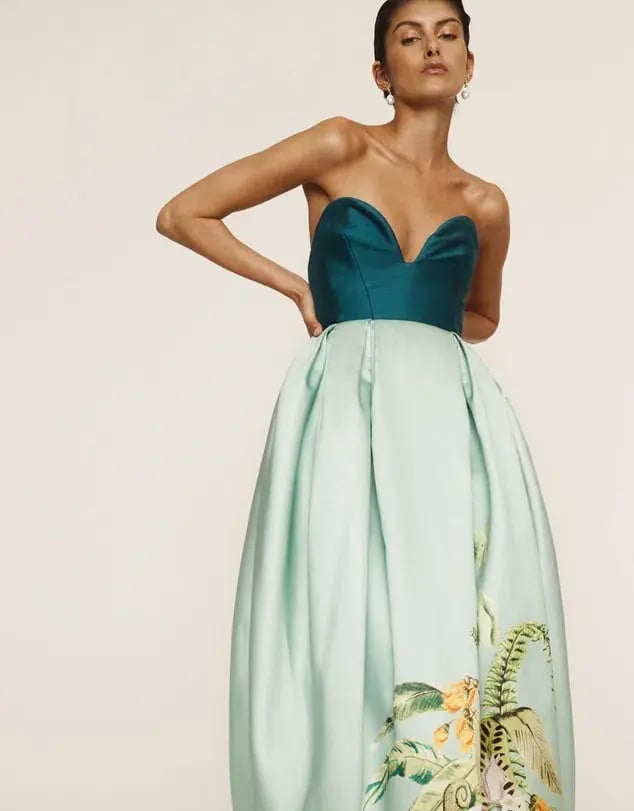 Alemais Anita Gown Midi Satin Strapless Green Size AU 8 photo 3