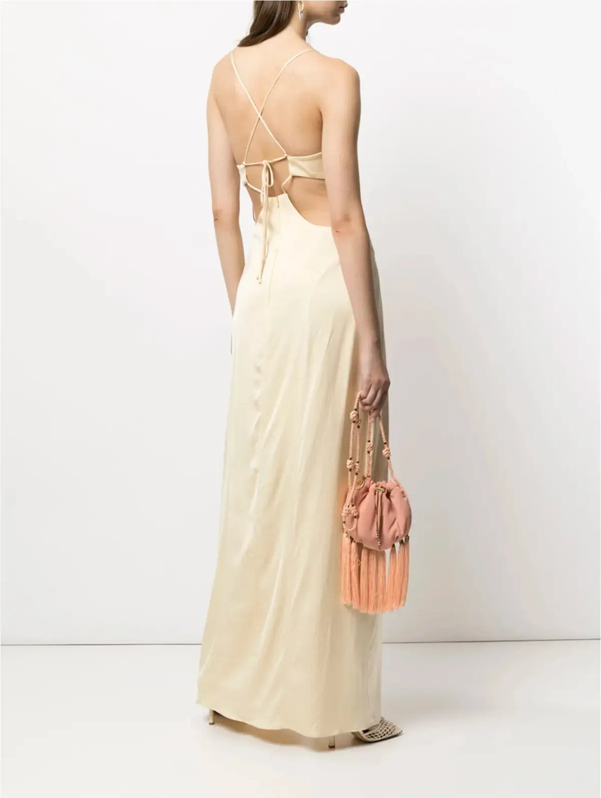 MANNING CARTELL SLEEVELESS MAXI DRESS CHAMPAGNE YELLOW SIZE 6 photo 2
