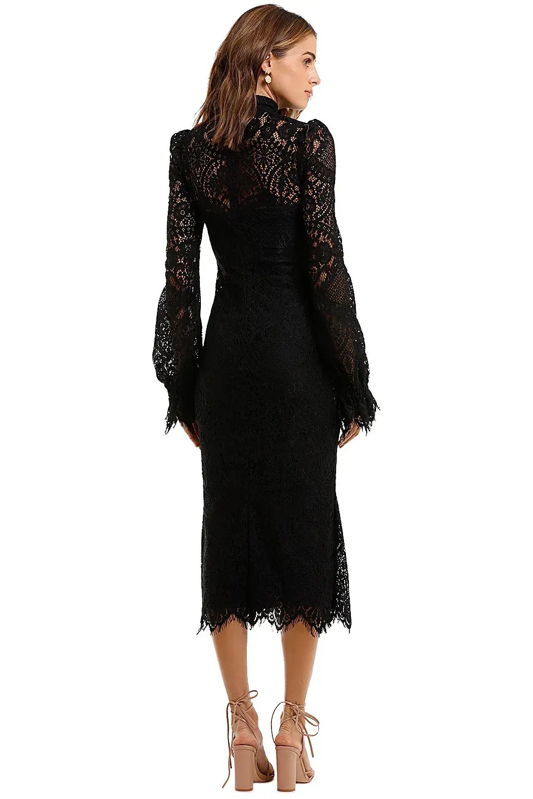 Wandering Lace Midi Dress Black Size 8 photo 3