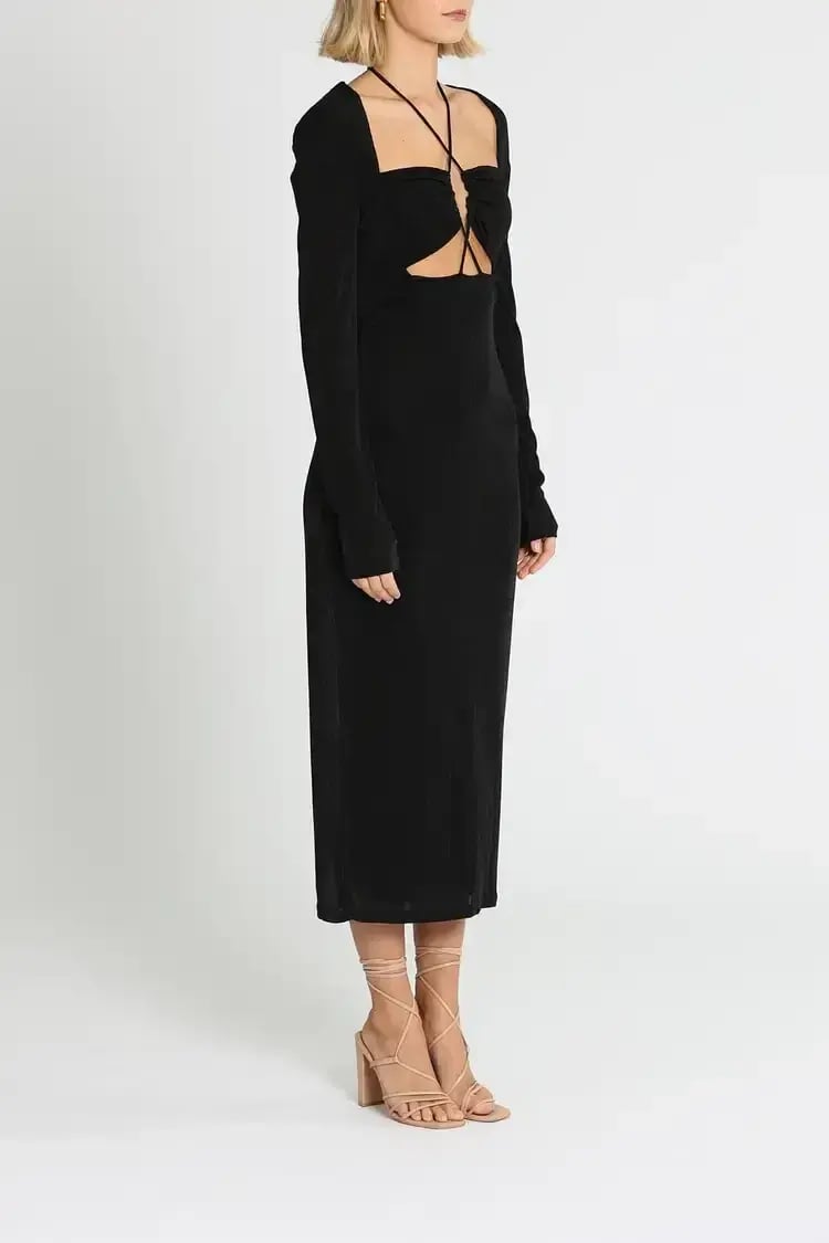 MISHA Blaire Midi Dress Black Size 12 photo 2