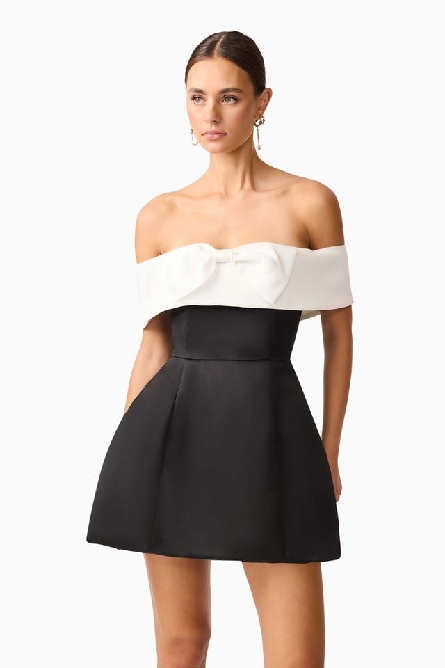 Elliatt Sorrel Off Shoulder Mini Dress - Black White photo 4