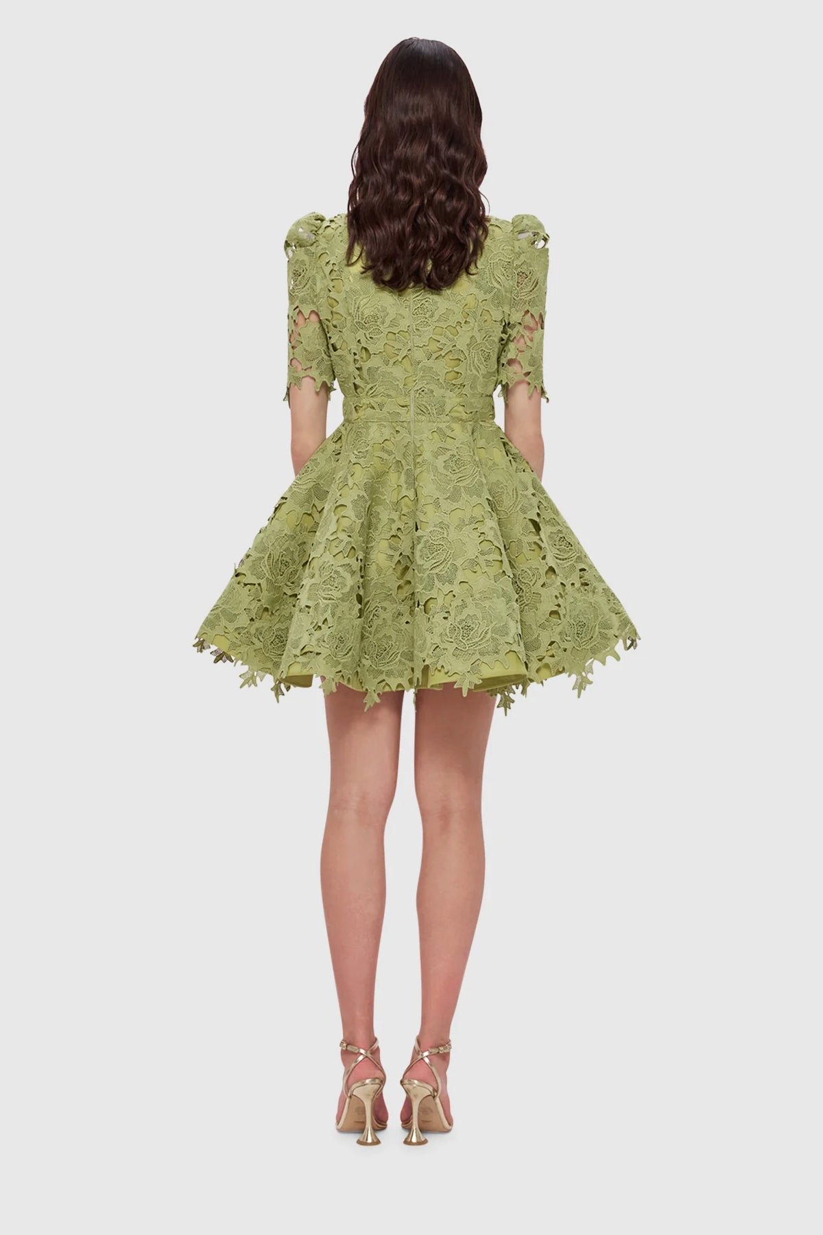 LEO LIN ELISE LACE SHORT SLEEVE MINI DRESS - OLIVE photo 5
