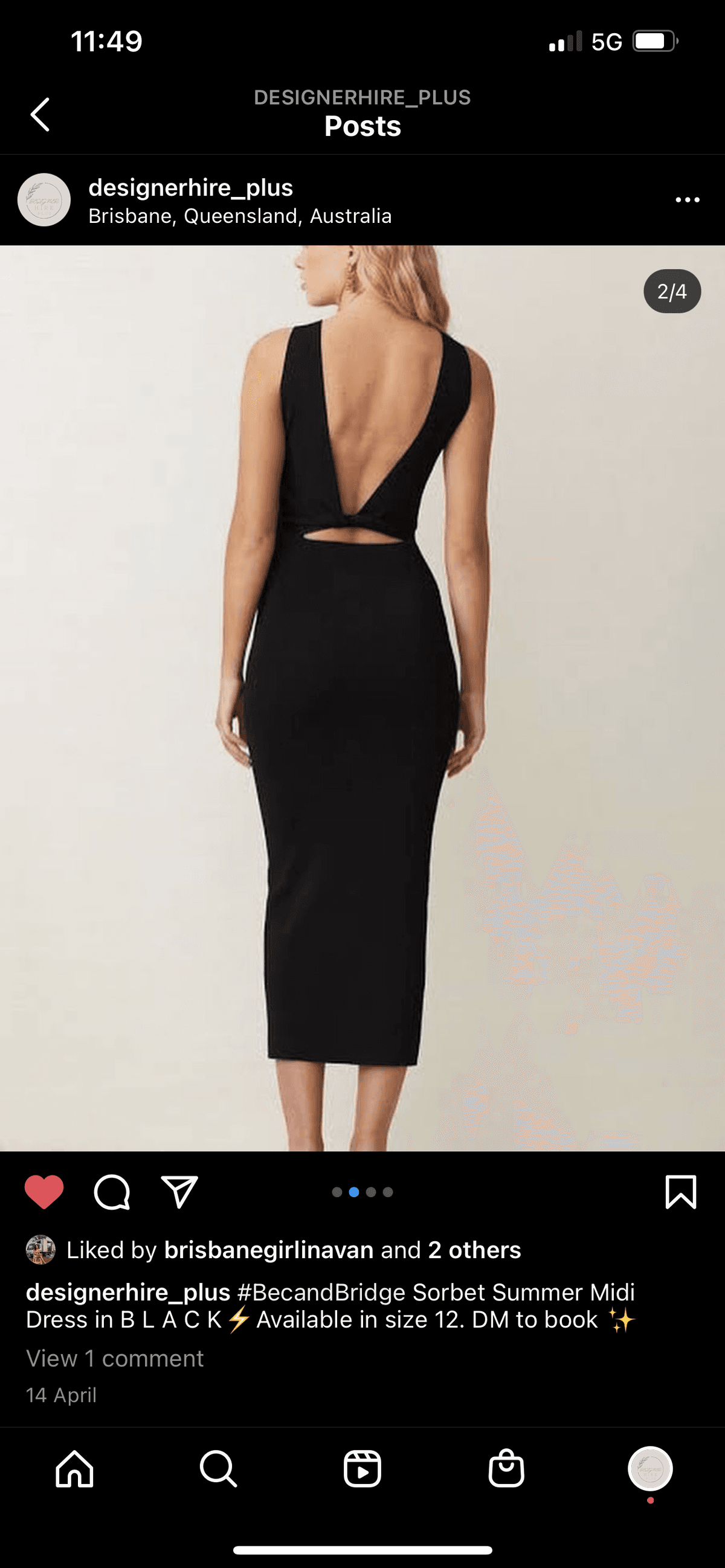 Bec & Bridge Sorbet Summer Midi Dress Black Size 12 photo 4