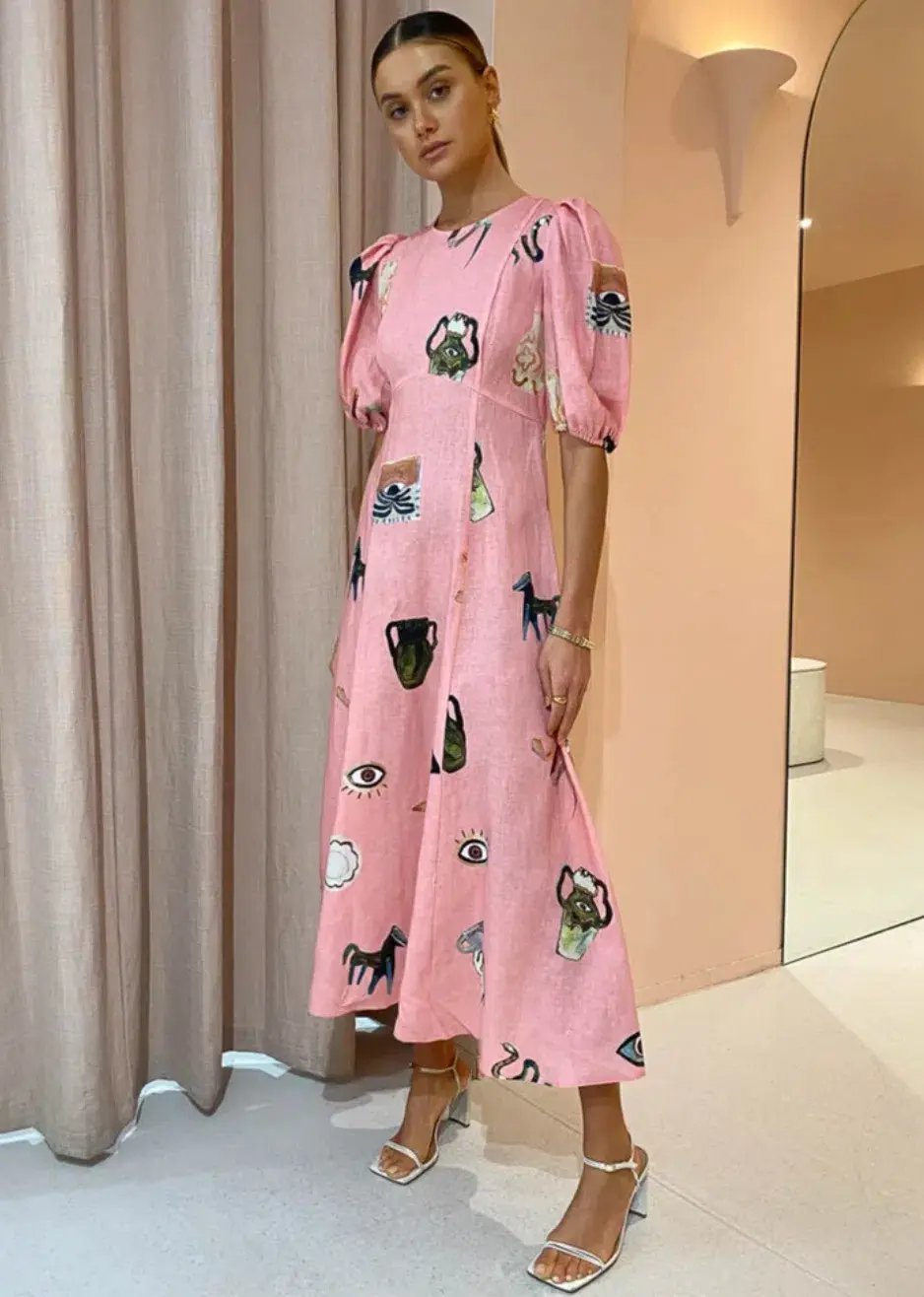 Alemais Cleo Midi Dress Pink Size 8 photo 5