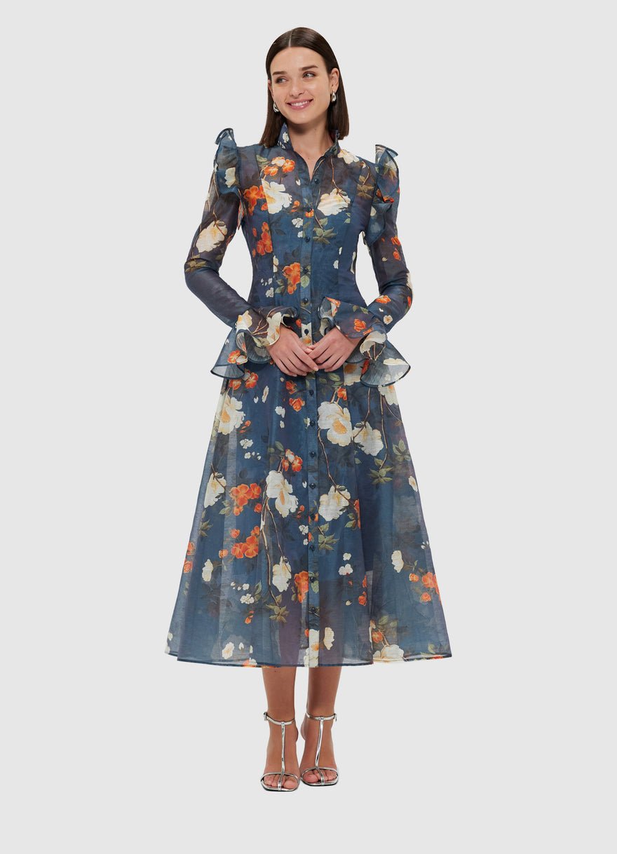 Leo Lin Katrina Butterfly Sleeve Midi Dress - Pear Blossom Print photo 5